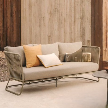 Saco 3-seater outdoor sofa in green rope and steel VeryForma