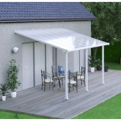 Olympia 3x4.25m white aluminium and Canopia polycarbonate wall-mounted pergola Olympia 3x4.25m white aluminium and Canopia polycarbonate wall-mounted pergola
