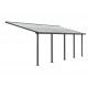 Olympia 3x7.30m grey aluminium and Canopia polycarbonate wall-mounted pergola
